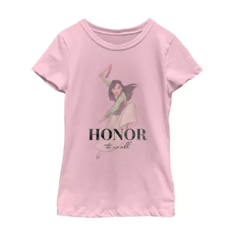 Little & Big Kid Girls Crew Neck Short Sleeve Slim Fit Marvel Graphic T-Shirt