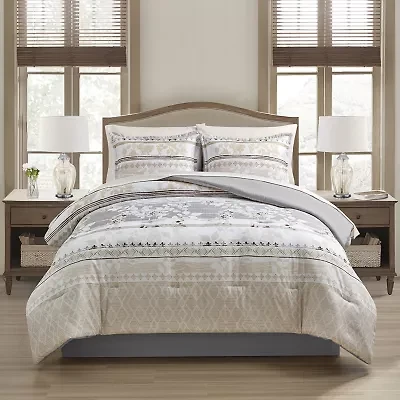 Richmond Park Marina Stripe 8-pc. Floral Complete Bedding Set with Sheets