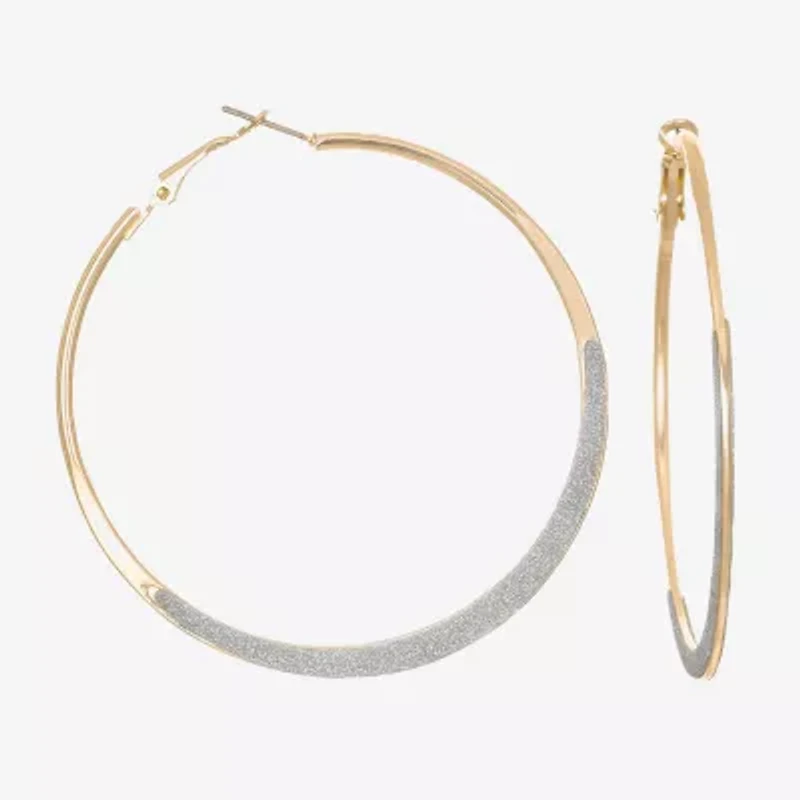 Bijoux Bar Delicates Gold Tone Womens 65mm Round Hoop Earrings