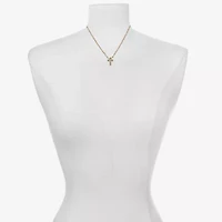 Bijoux Bar Delicates Gold Tone Womens Glass Cross 16 Inch Pendant Necklace