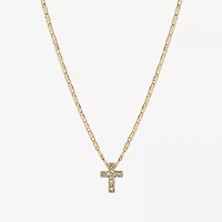 Bijoux Bar Delicates Gold Tone Womens Glass Cross 16 Inch Pendant Necklace