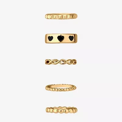 Bijoux Bar Delicates Gold Tone Womens Heart Ring Set