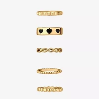 Bijoux Bar Delicates Gold Tone Womens Heart Ring Set