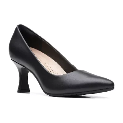 Clarks Katleyna Gem Womens Round Closed Toe Flared Heel Pumps