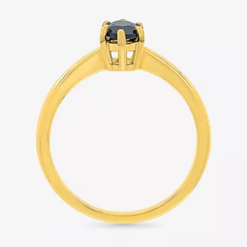 Womens Genuine Black Onyx 10K Gold Sterling Silver Marquise Cocktail Ring