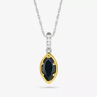 Womens Genuine Black Onyx 10K Gold Sterling Silver 18 Inch Pendant Necklace