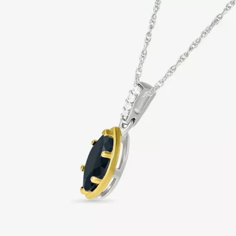 Womens Genuine Black Onyx 10K Gold Sterling Silver 18 Inch Pendant Necklace
