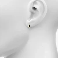 Womens Genuine Black Onyx 10K Gold Sterling Silver 20.5mm Marquise Hoop Earrings