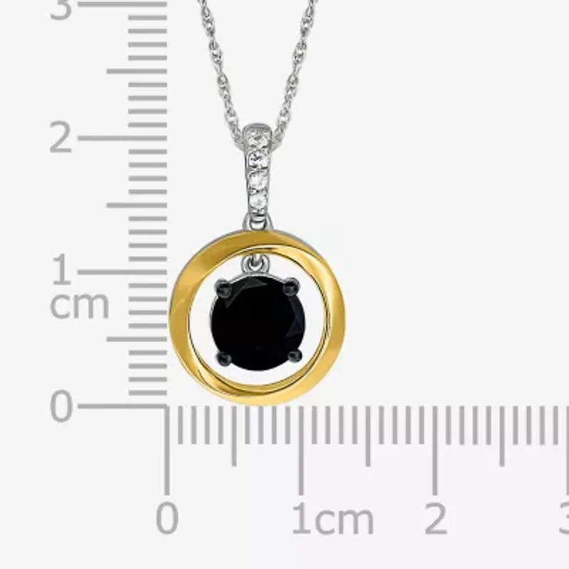 Womens Genuine Black Onyx 10K Gold Sterling Silver Round 18 Inch Pendant Necklace