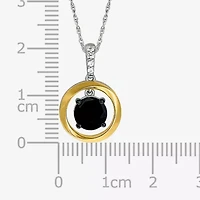 Womens Genuine Black Onyx 10K Gold Sterling Silver Round 18 Inch Pendant Necklace