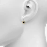 Womens Genuine Black Onyx 10K Gold Sterling Silver Round Drop Earrings