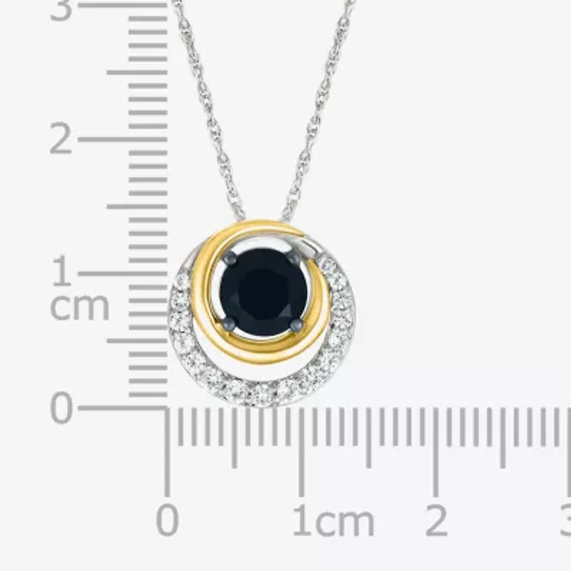 Womens Genuine Black Onyx 10K Gold Sterling Silver Round 18 Inch Pendant Necklace