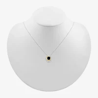 Womens Genuine Black Onyx 10K Gold Sterling Silver Round 18 Inch Pendant Necklace