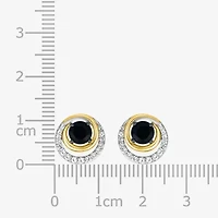 Genuine Black Onyx 10K Gold Sterling Silver 11.5mm Round Stud Earrings