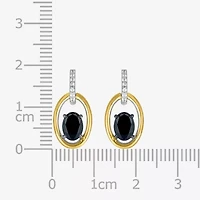 Womens Genuine Black Onyx 10K Gold Sterling Silver Oval Drop Earrings