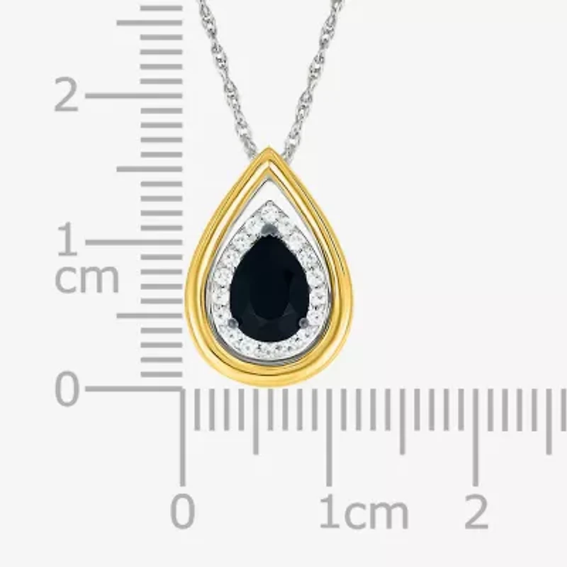 Womens Genuine Black Onyx 10K Gold Sterling Silver Pear 18 Inch Pendant Necklace