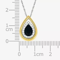 Womens Genuine Black Onyx 10K Gold Sterling Silver Pear 18 Inch Pendant Necklace