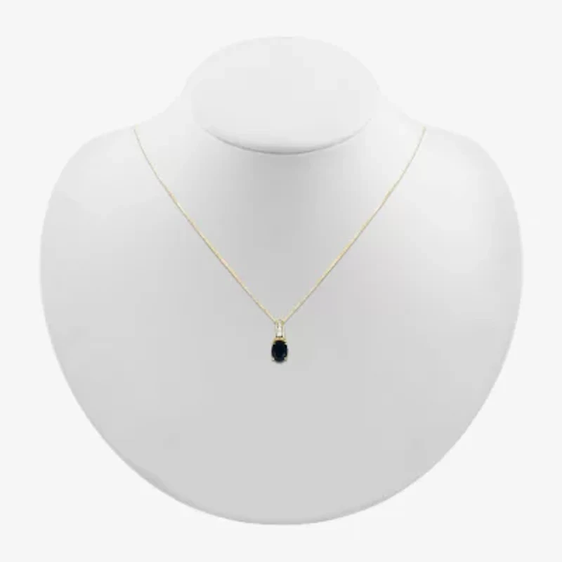 Womens Genuine Black Onyx 10K Gold Sterling Silver Oval 18 Inch Pendant Necklace