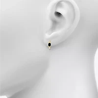 Womens Genuine Black Onyx 10K Gold Sterling Silver 21mm Oval Hoop Earrings
