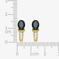 Womens Genuine Black Onyx 10K Gold Sterling Silver 16mm Oval Hoop Earrings