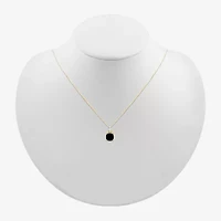 Womens Genuine Black Onyx 10K Gold Sterling Silver Cushion 18 Inch Pendant Necklace