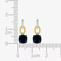 Womens Genuine Black Onyx 10K Gold Sterling Silver Cushion Drop Earrings