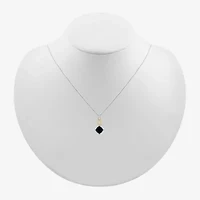 Womens Genuine Black Onyx 10K Gold Sterling Silver Cushion 18 Inch Pendant Necklace