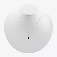 Womens Genuine Black Onyx 10K Gold Sterling Silver Oval 18 Inch Pendant Necklace