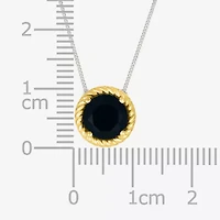 Womens Genuine Black Onyx 10K Gold Sterling Silver Round 18 Inch Pendant Necklace
