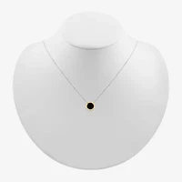 Womens Genuine Black Onyx 10K Gold Sterling Silver Round 18 Inch Pendant Necklace