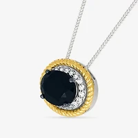 Womens Genuine Black Onyx 10K Gold Sterling Silver Oval 18 Inch Pendant Necklace