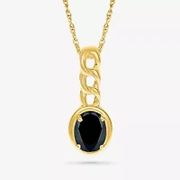 Womens Genuine Black Onyx 10K Gold Sterling Silver Oval 18 Inch Pendant Necklace
