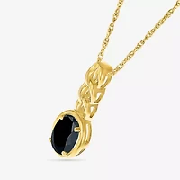 Womens Genuine Black Onyx 10K Gold Sterling Silver Oval 18 Inch Pendant Necklace