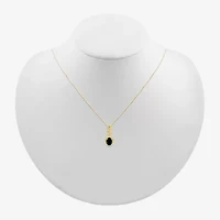 Womens Genuine Black Onyx 10K Gold Sterling Silver Oval 18 Inch Pendant Necklace