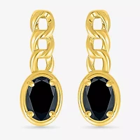 Genuine Black Onyx 10K Gold Sterling Silver 19mm Oval Stud Earrings