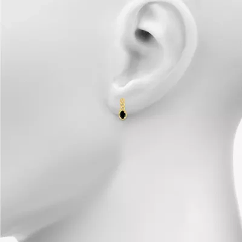 Genuine Black Onyx 10K Gold Sterling Silver 19mm Oval Stud Earrings