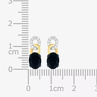 Womens Genuine Black Onyx 10K Gold Sterling Silver Oval Drop Earrings
