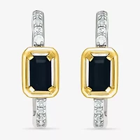 Womens Genuine Black Onyx 10K Gold Sterling Silver 18mm Hoop Earrings