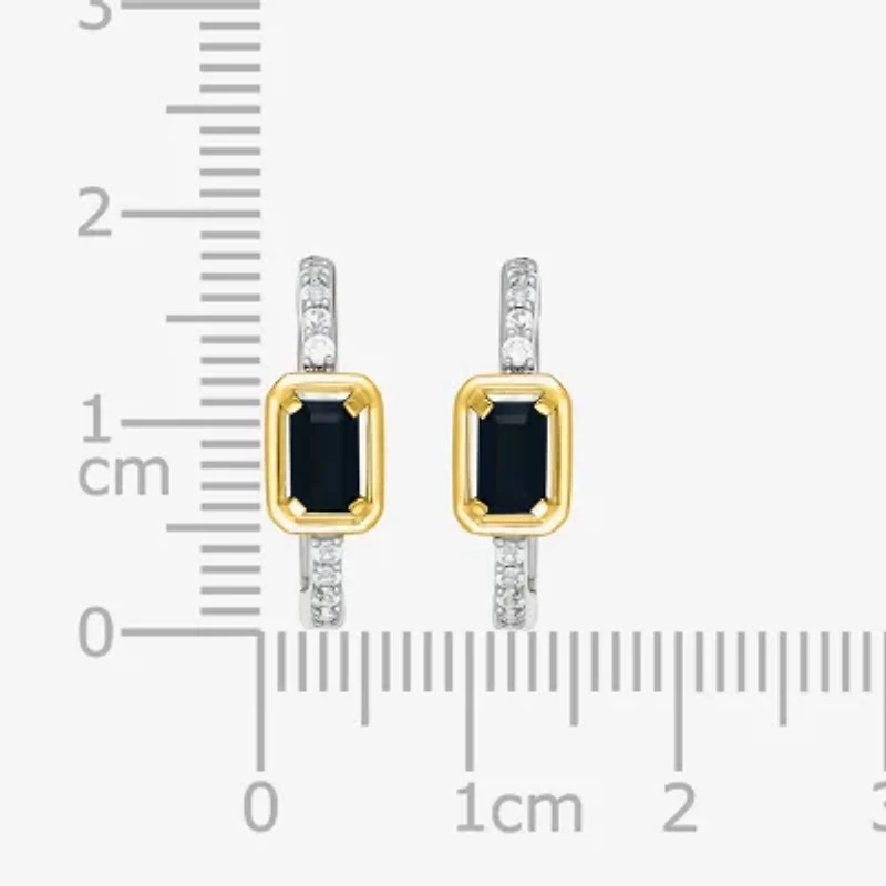 Womens Genuine Black Onyx 10K Gold Sterling Silver 18mm Hoop Earrings