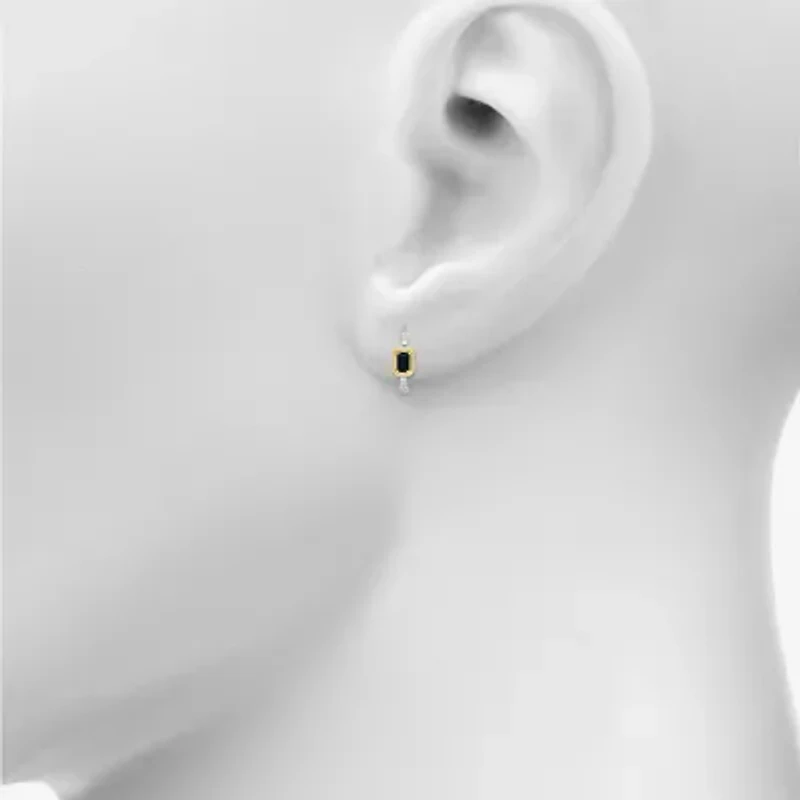Womens Genuine Black Onyx 10K Gold Sterling Silver 18mm Hoop Earrings