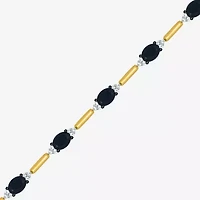 Womens Genuine Black Onyx 10K Gold Sterling Silver Oval Tennis Bracelet