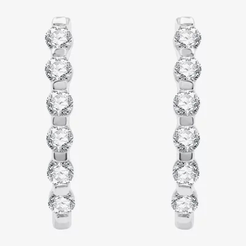 (G / Si1-Si2) 1 CT. T.W. Lab Grown White Diamond 10K White, Yellow, or Rose Gold 22.8mm Hoop Earrings