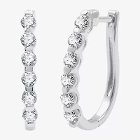 (G / Si1-Si2) 1 CT. T.W. Lab Grown White Diamond 10K White, Yellow, or Rose Gold 22.8mm Hoop Earrings