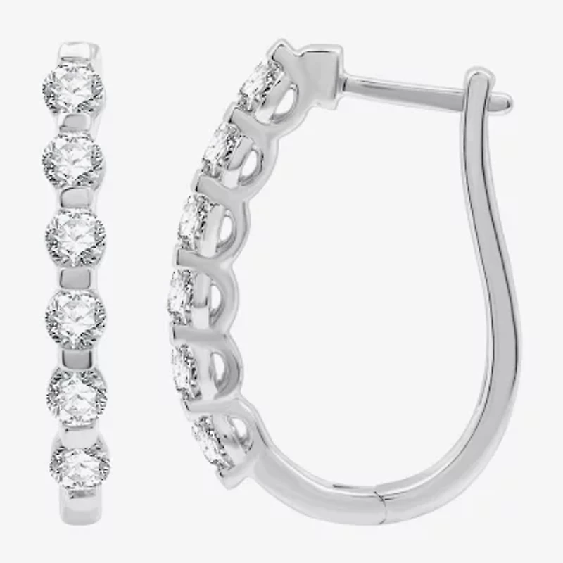 (G / Si1-Si2) 1 CT. T.W. Lab Grown White Diamond 10K White, Yellow, or Rose Gold 22.8mm Hoop Earrings