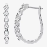 (G / Si1-Si2) 1 CT. T.W. Lab Grown White Diamond 10K White, Yellow, or Rose Gold 22.8mm Hoop Earrings