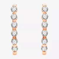 (G / Si1-Si2) Womens 1 CT. T.W. Lab Grown White Diamond 10K White Gold 14K Rose Gold 22.8mm Hoop Earrings