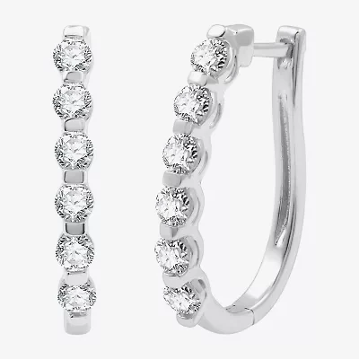(G / Si1-Si2) Womens 1 CT. T.W. Lab Grown White Diamond 10K Gold 14K 22.8mm Hoop Earrings