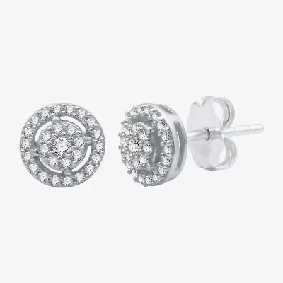 1/4 CT. T.W. Natural White Diamond 10K White Gold 7.4mm Round Stud Earrings