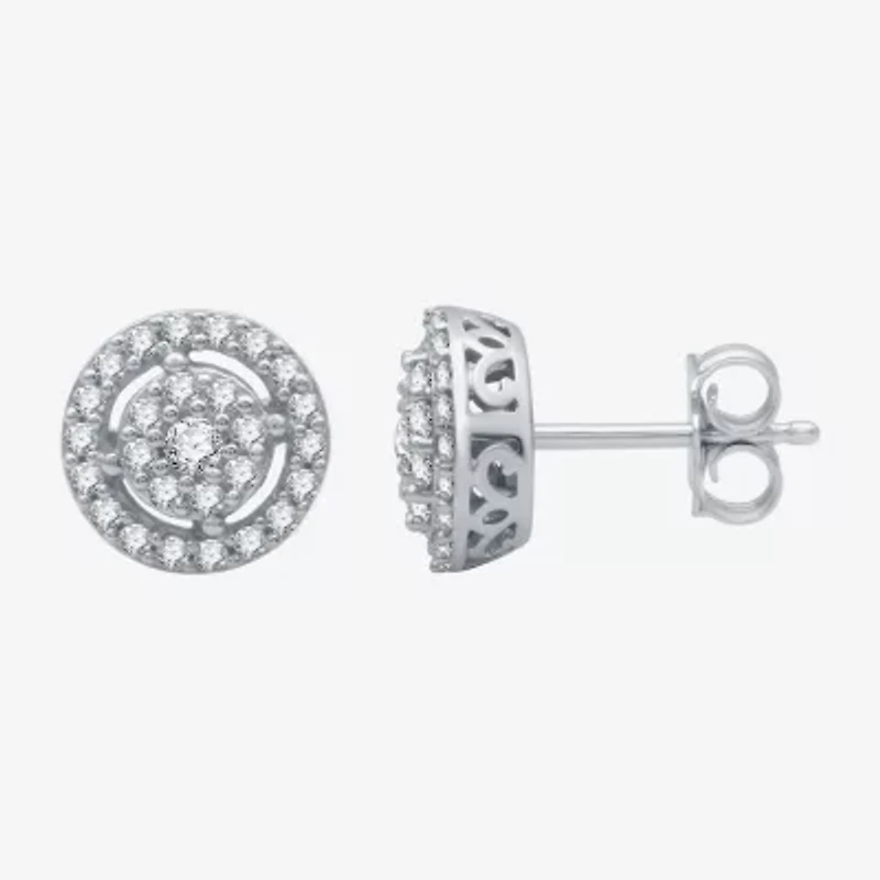 1/4 CT. T.W. Natural White Diamond 10K White Gold 7.4mm Round Stud Earrings