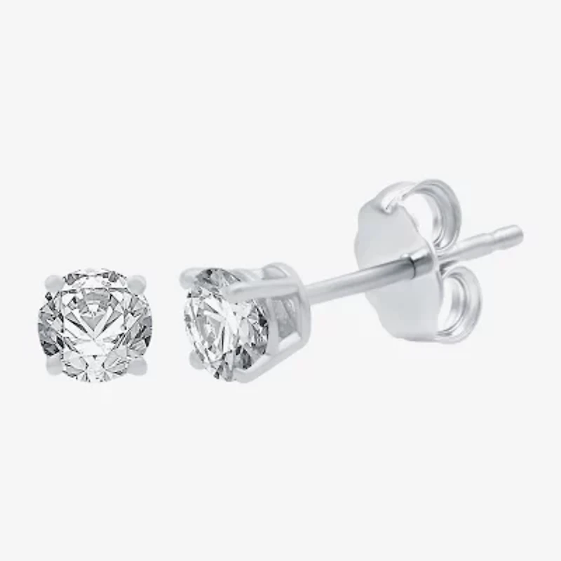 3/4 CT. T.W. Natural White Diamond 14K White Gold 4.5mm Round Stud Earrings